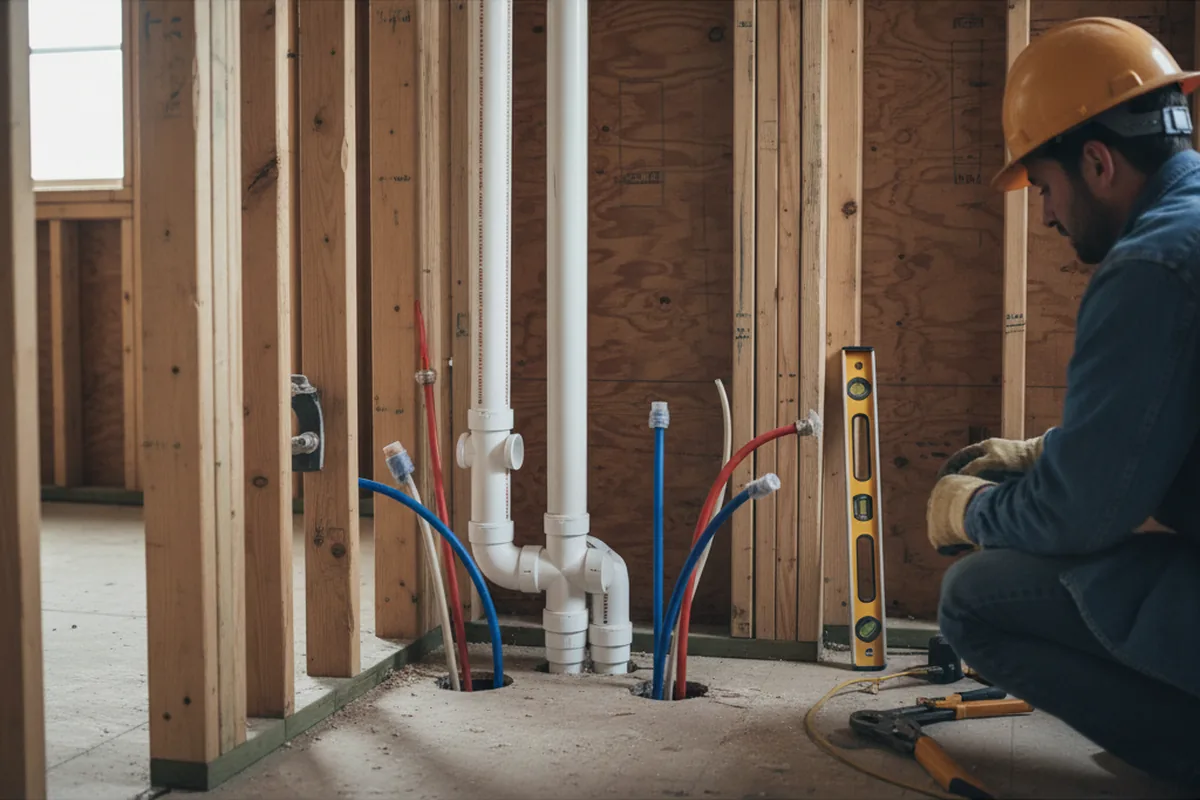 Drain and supply rough-in during Garbage Disposal Repair in Rye Beach