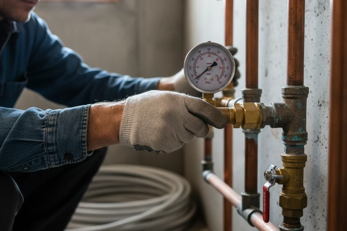 Pressure testing a repaired line during Water Line Repair in Rye Beach